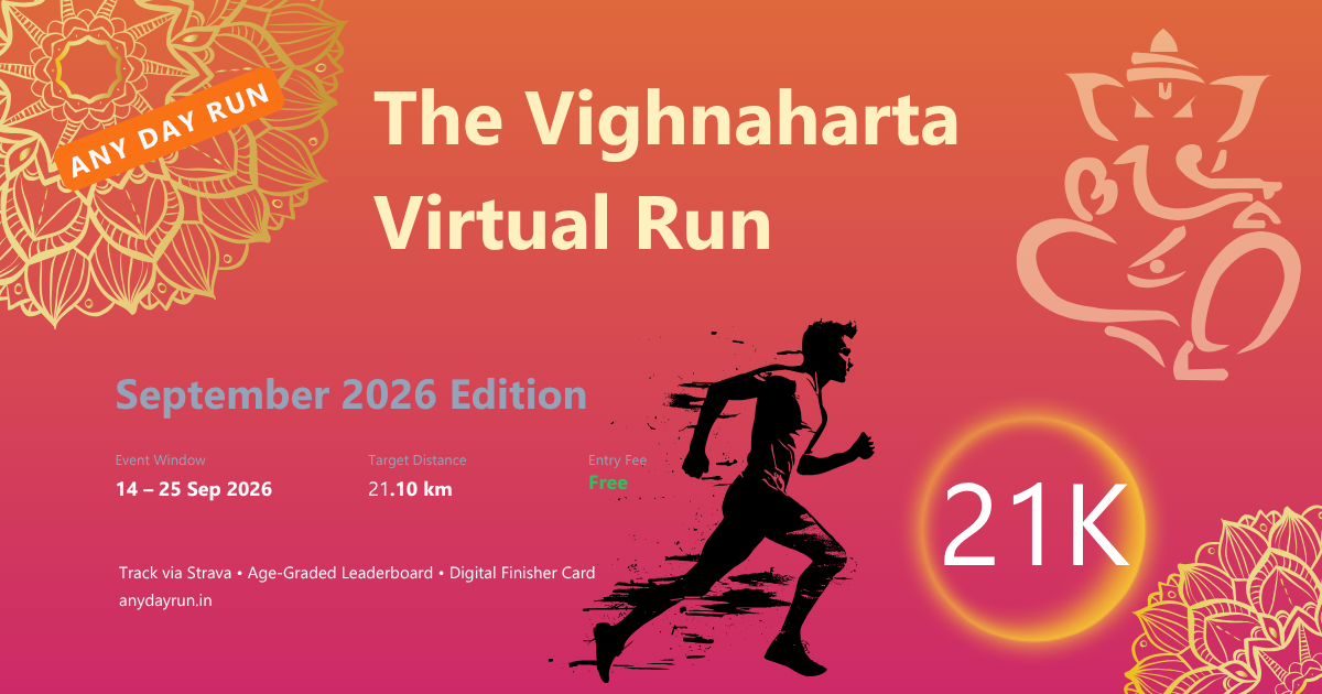 AnyDayRun September Half Marathon virtual run challenge India banner