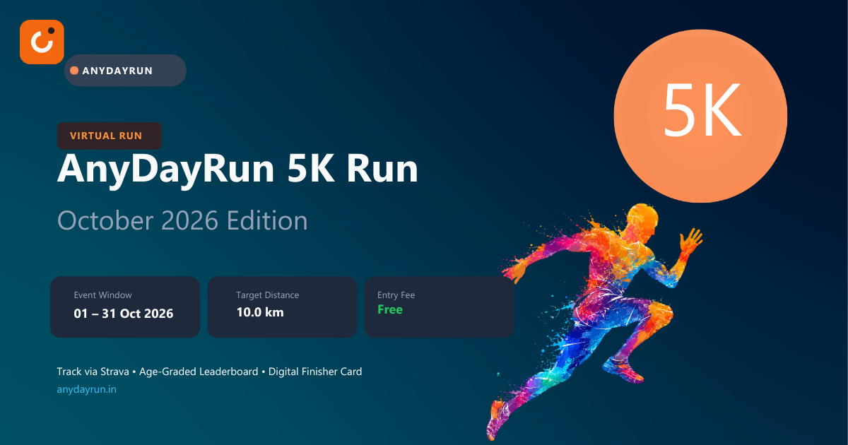 AnyDayRun October 5K virtual run challenge India banner