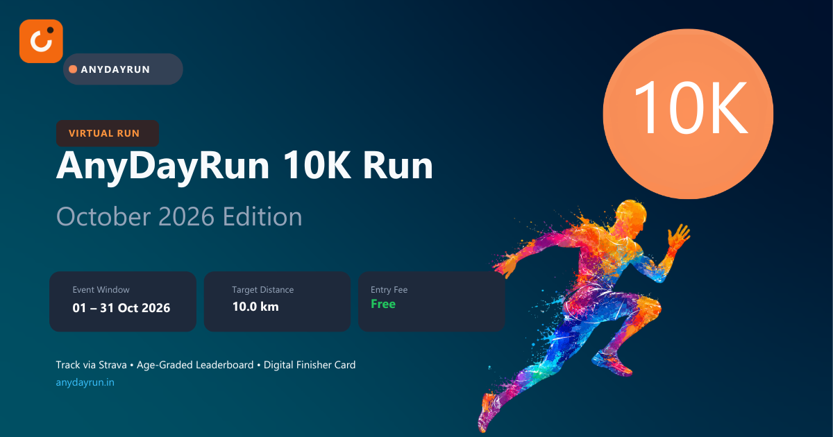 AnyDayRun October 10K virtual run challenge India banner