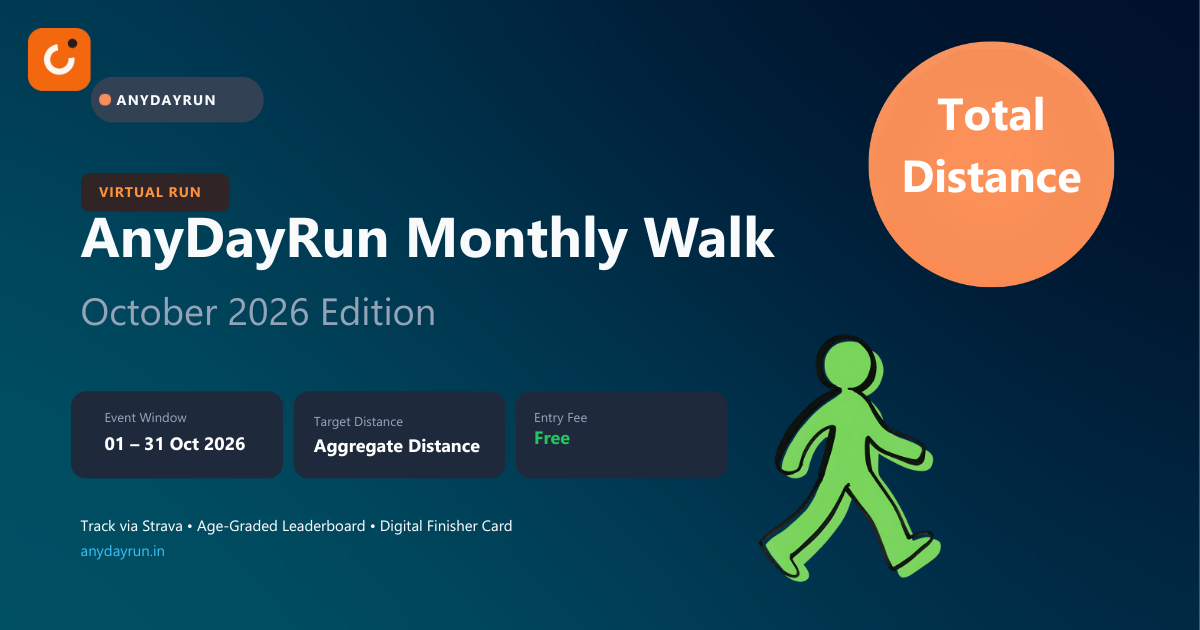 AnyDayRun October Monthly Walking Distance virtual walk challenge India banner